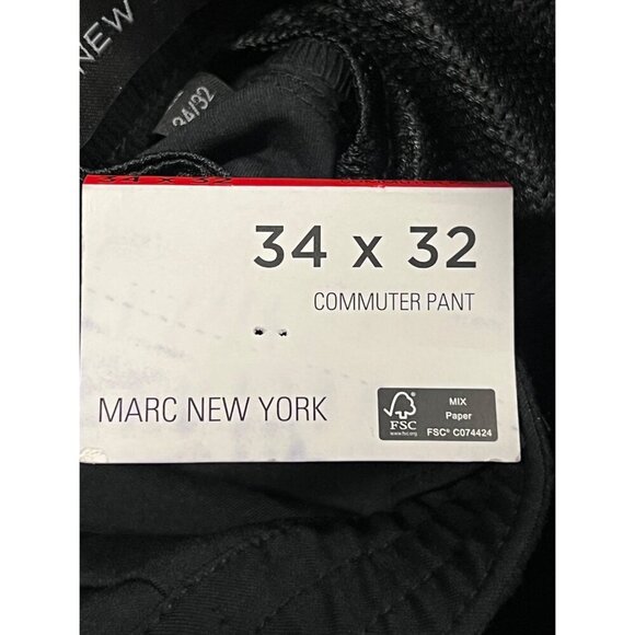 Marc New York Men 34 x 32 Commuter Pant Straight Black Modern Stretch Career New - Picture 6 of 9